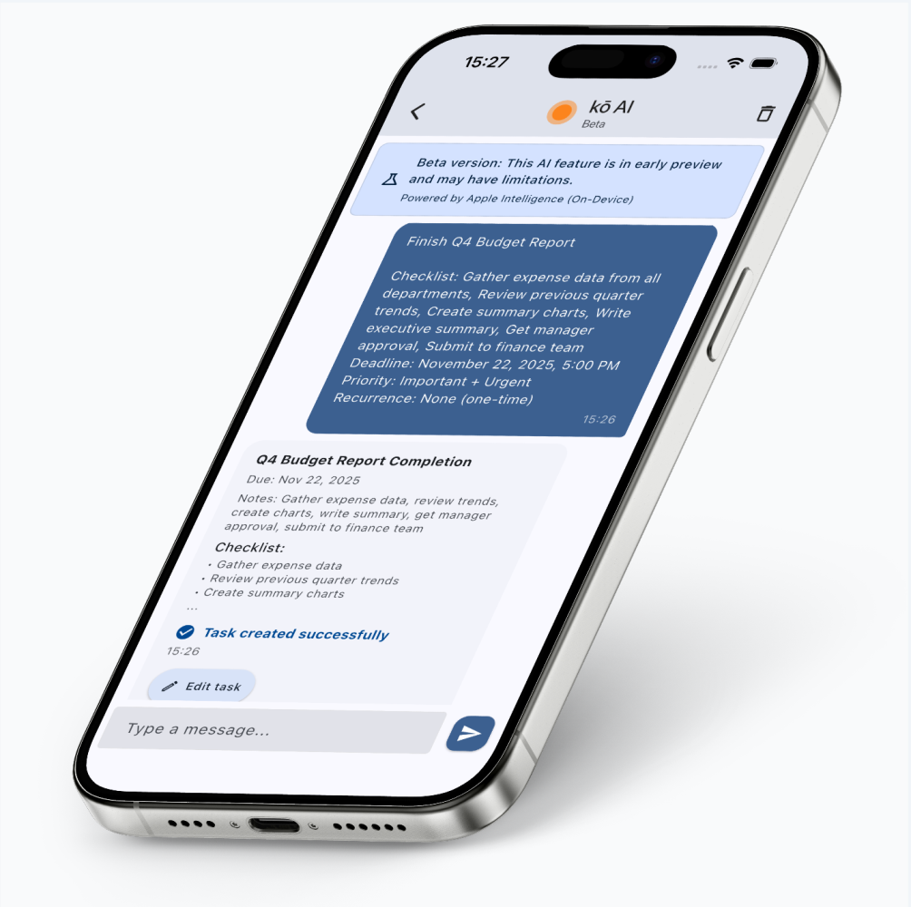 AI assistant converting natural language to structured tasks